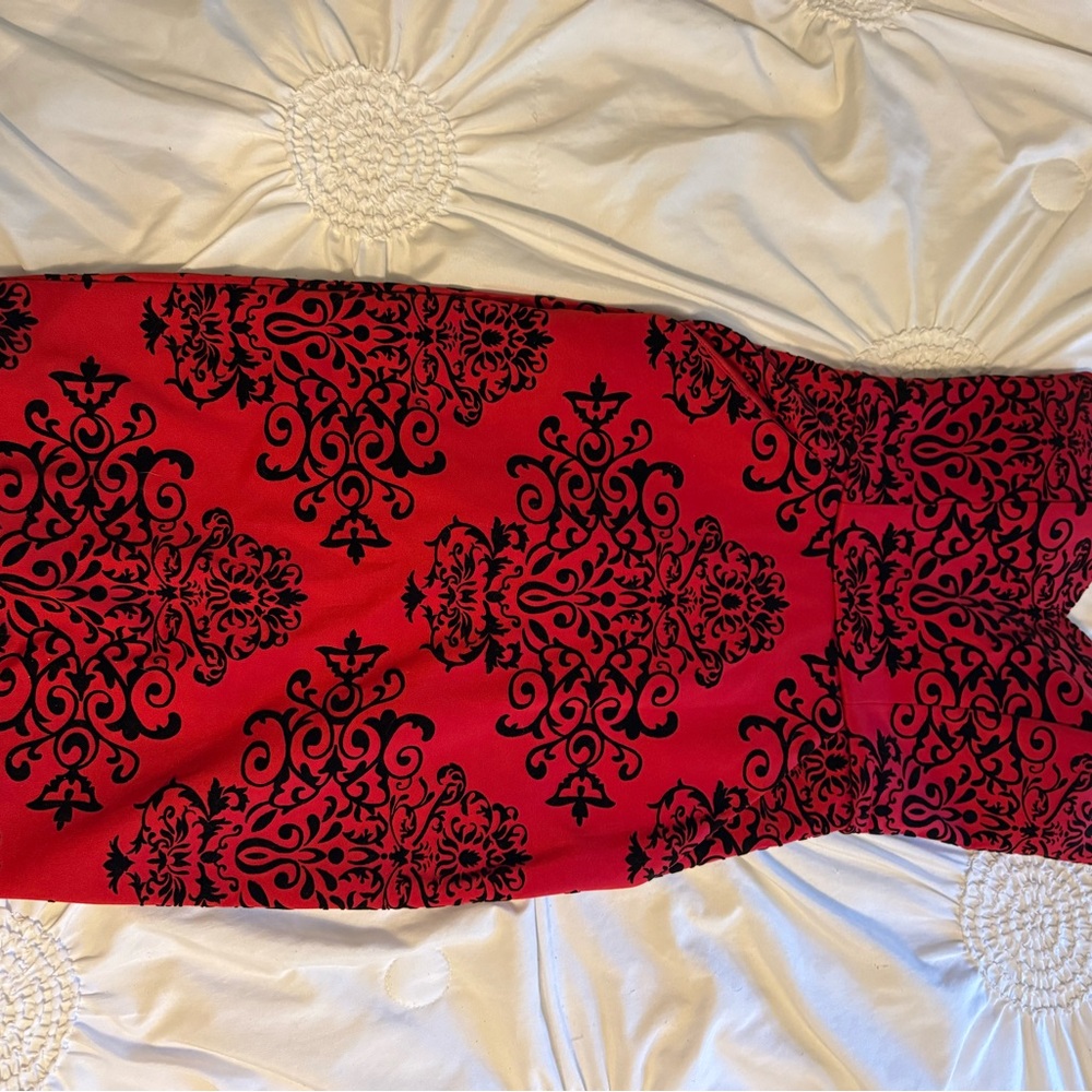 B Darlin Red and Black strapless dress with pockets
